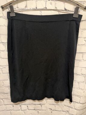 Plein Air Black Acrylic Knit Skirt with Side Slit, Size Medium